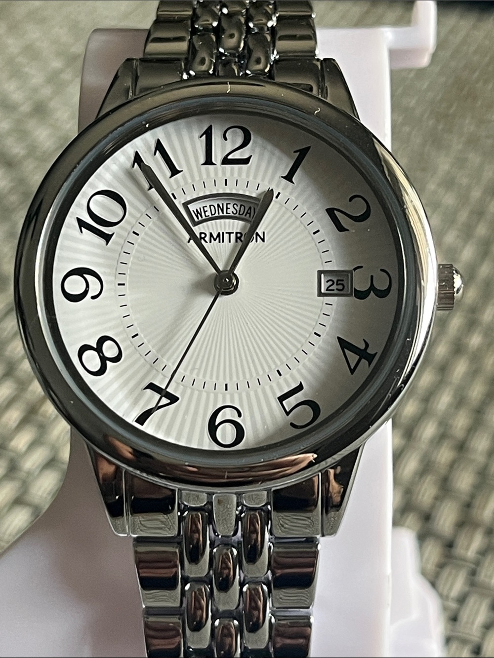 Armitron Silver and White women’s  Stainless Steel Day-Date Watch